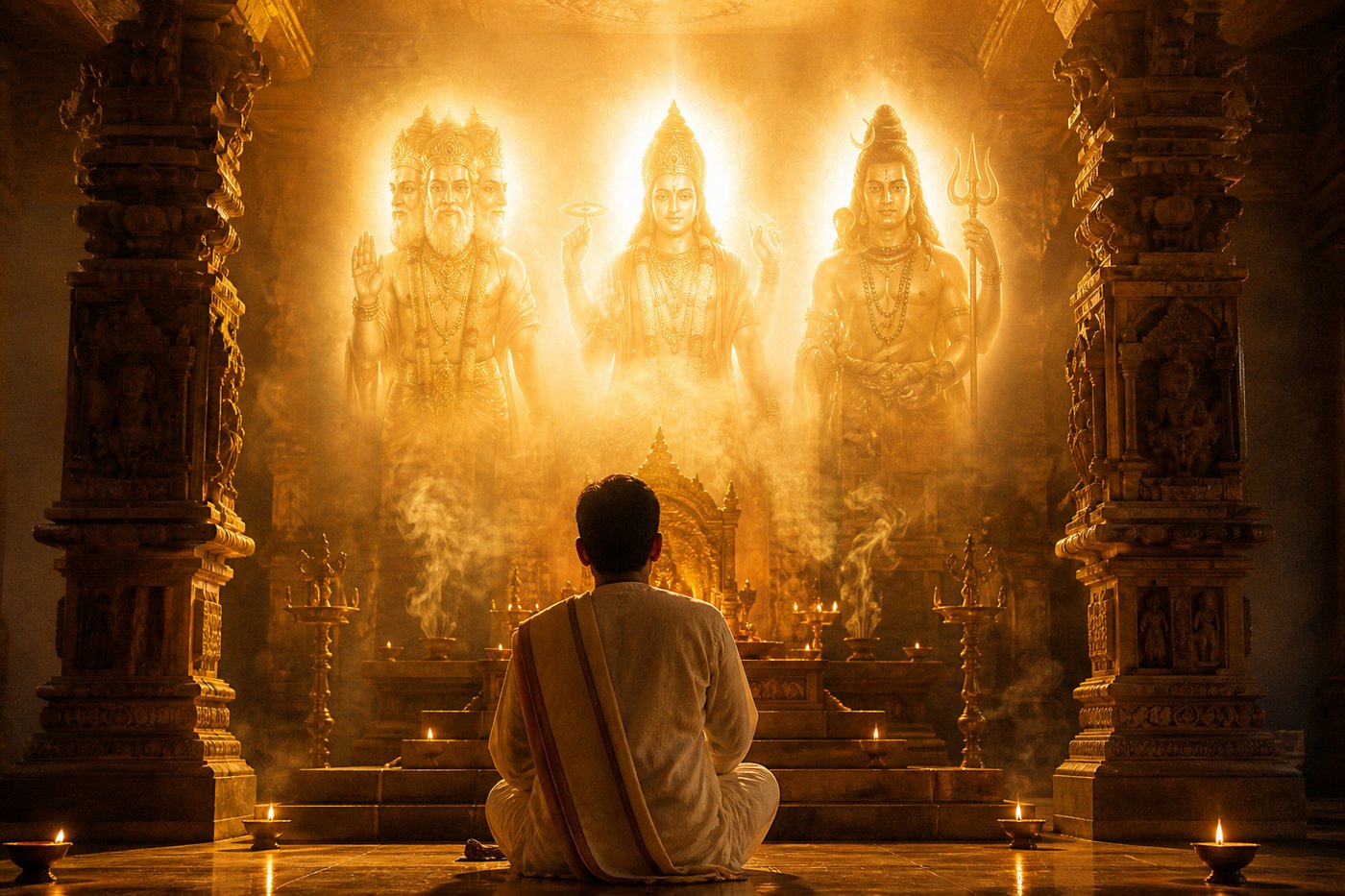 Golden cosmic temple light representing divine destiny